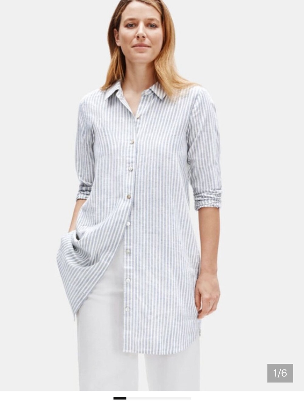 Eileen Fischer hemp blend button down tunic